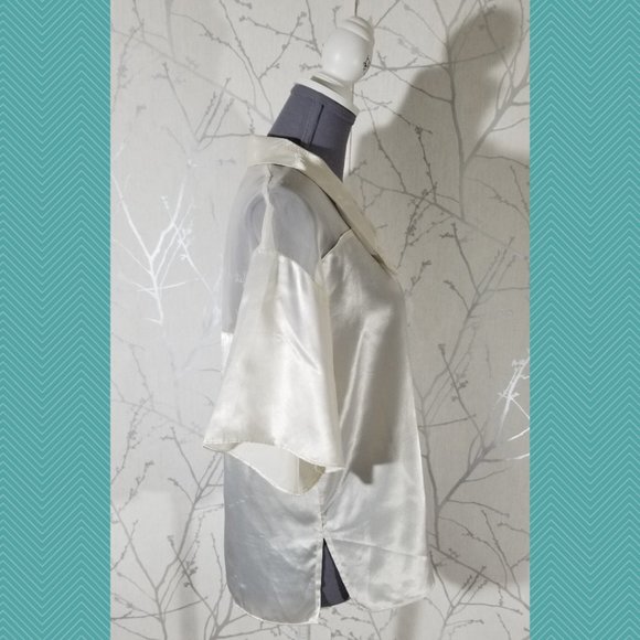 Victoria's Secret VTG Gold Label Ivory White Satin Blouse Clean Girl Preppy - Picture 3 of 6